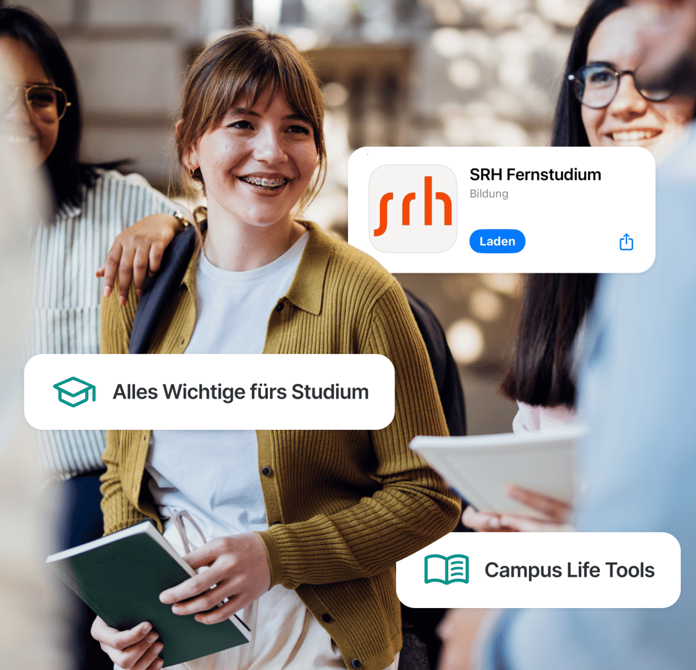 Studierende auf dem Campus nutzen die White-Label-Version von Studo, um auf wichtige Studienfunktionen und Campus-Tools zuzugreifen
