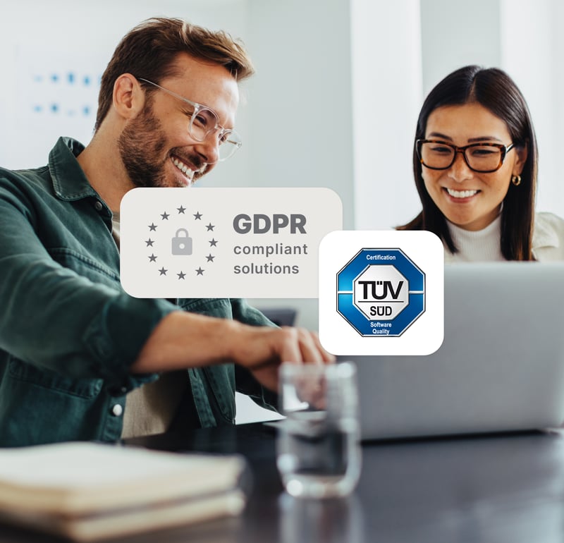 University staff using Studo GDPR compliant solutions with TÜV SÜD certification on computer